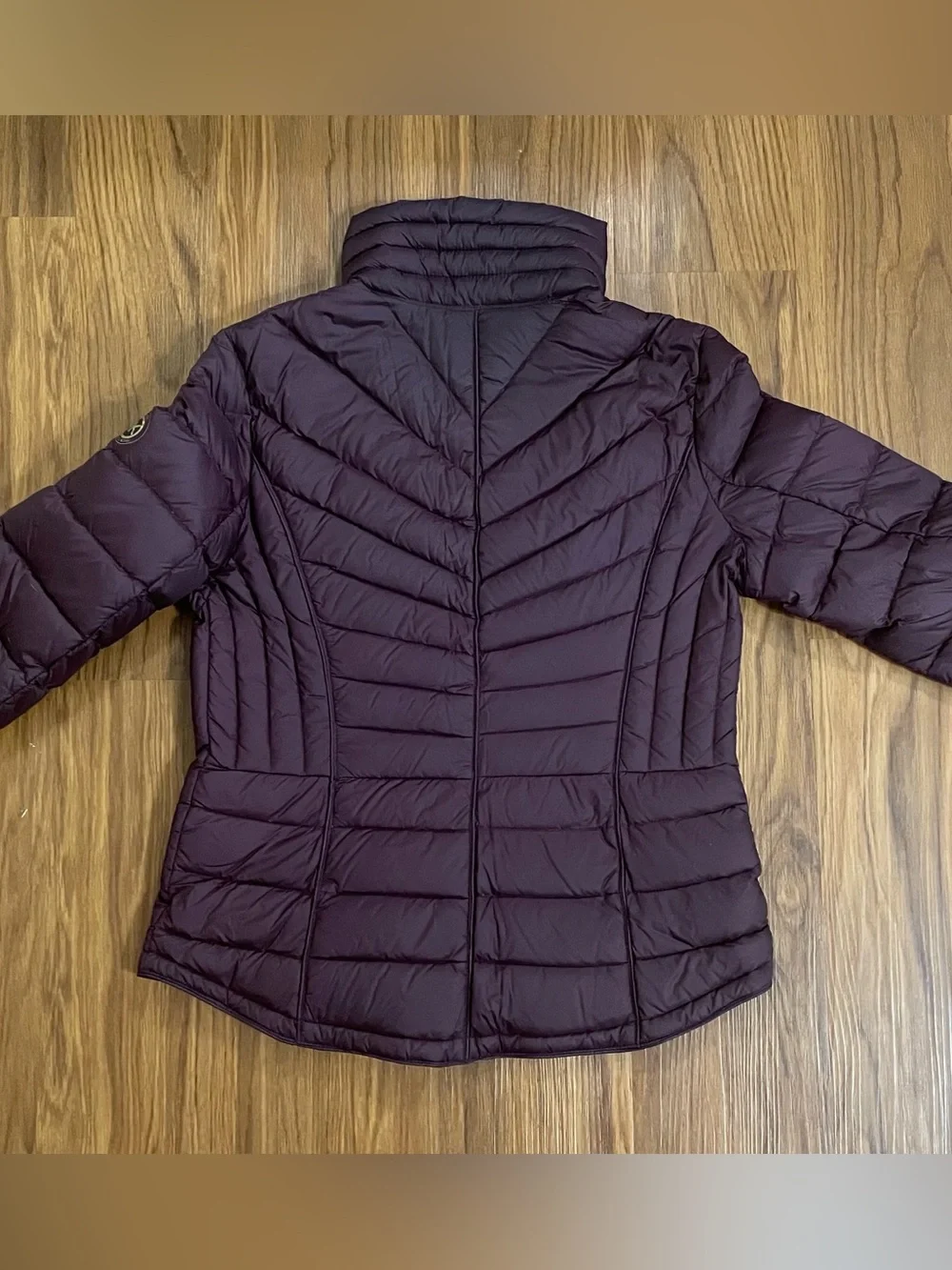 Michael Kors Quilted Puffer Jacket in Plum with Gold Hardware